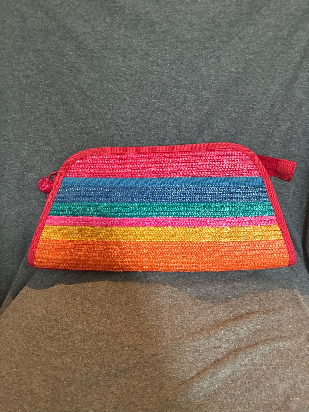 Liz Claiborne Multicolor Striped Cosmetic Wristlet - Red Trim